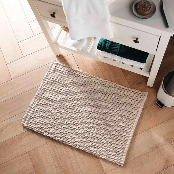 Beigefarbener Badezimmerteppich, 50 × 80 cm Isalis - douceur d'intérieur-image-1