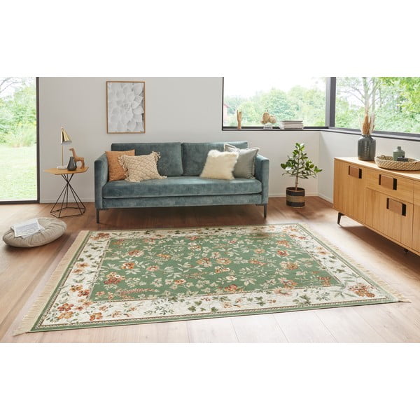 Grün-cremefarbener Viskose-Teppich, 195 × 300 cm Oriental - Hanse Home-image-1