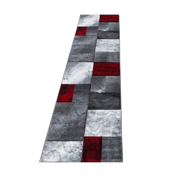 Weinrot-grauer Läufer, 80 × 300 cm Hawaii - Ayyildiz Carpets