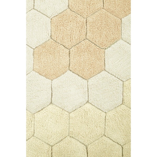 Ockergelber, waschbarer, handgewebter runder Baumwollteppich, Ø 140 cm Honeycomb Golden - Lorena Canals-image-4