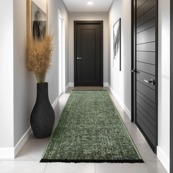 Grüner, waschbarer Läufer, 80 x 250 cm Space 1900 - Ayyildiz Carpets-image-1