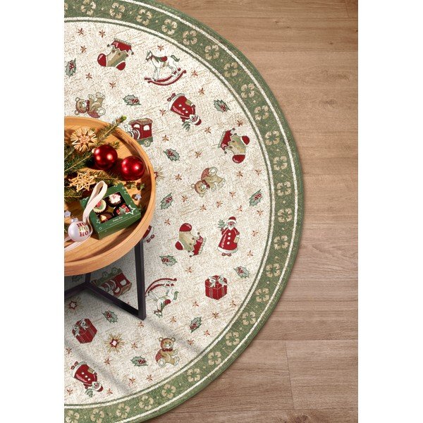 Grüner, runder Teppich mit Weihnachtsmotiv und Baumwollanteil, Durchmesser 160 cm Toy's Delight Green Christmas - Villeroy&Boch-image-3