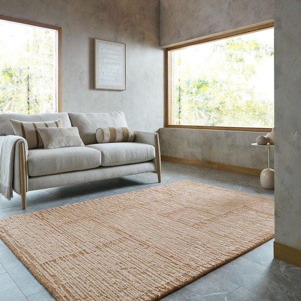 Handgewebter Wollteppich in Naturfarbe, 200 × 290 cm Harris Modula Wool - Flair Rugs-image-1
