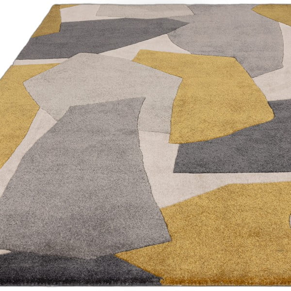 Handgewebter Teppich aus recycelten Fasern in Ockergelb und Grau, 200 × 290 cm Romy - Asiatic Carpets-image-3