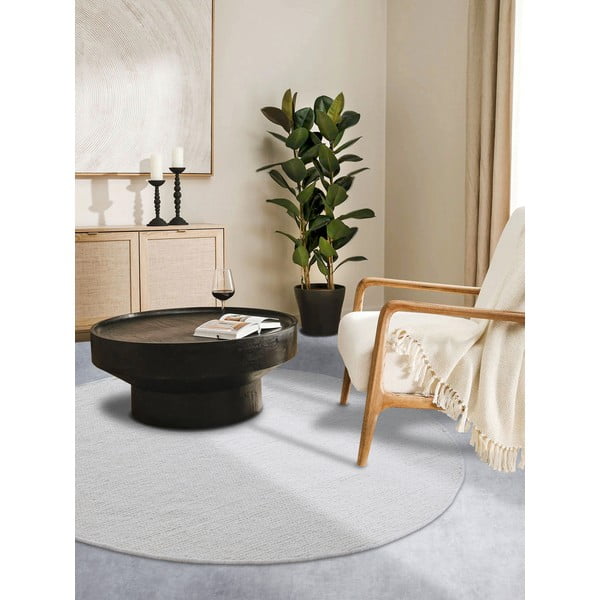 Weißer, handgewebter, runder Wollteppich, Ø 200 cm Francois - Villeroy&Boch-image-1