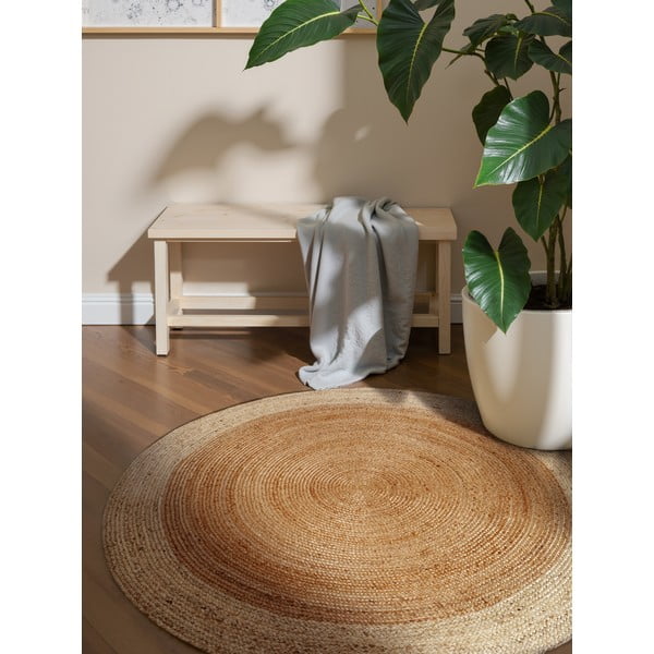 Doppelseitiger/handgewebter runder Jute-Teppich in Naturfarbe, Ø 160 cm Looma Gold - Hanse Home-image-1