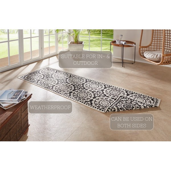 Weißer/schwarzer Teppich für Innen- und Außenbereiche 80x250 cm Jardin – Hanse Home-image-4
