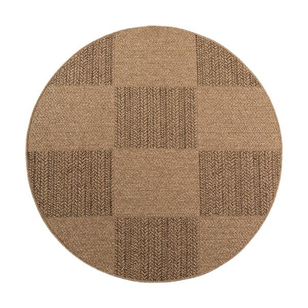 Brauner, runder Teppich für den Innen- und Außenbereich, Ø 120 cm Timber 1405 - Ayyildiz Carpets