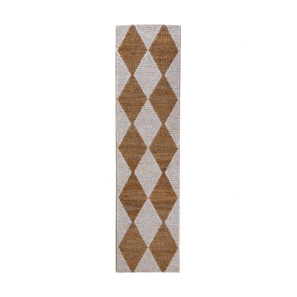 Weiß/naturfarben, handgewebter Läufer mit Juteanteil, 80 x 230 cm Effie Diamond - Flair Rugs