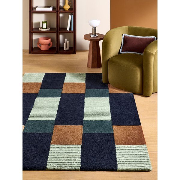 Dunkelblauer handgewebter Teppich 120x170 cm Franka – MADE-image-1