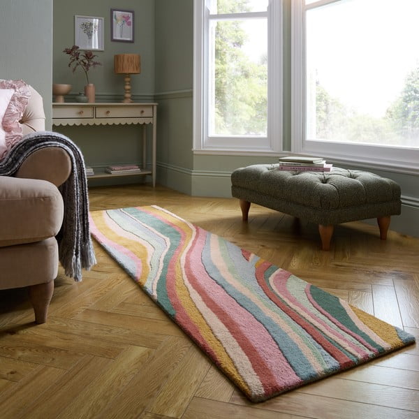 Handgewebter Läufer aus Wolle, 60 x 230 cm Abstract Flow - Flair Rugs-image-1