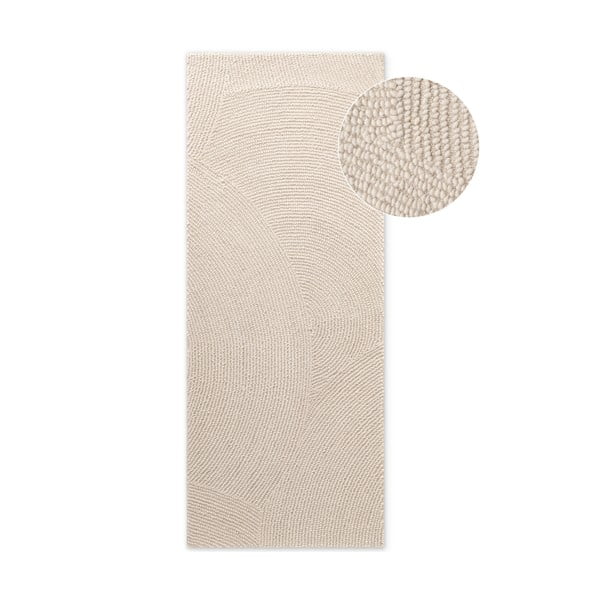 Handgewebter Läufer aus Wolle in einem hellen Naturton, 80 x 200 cm Calmio - Hanse Home
