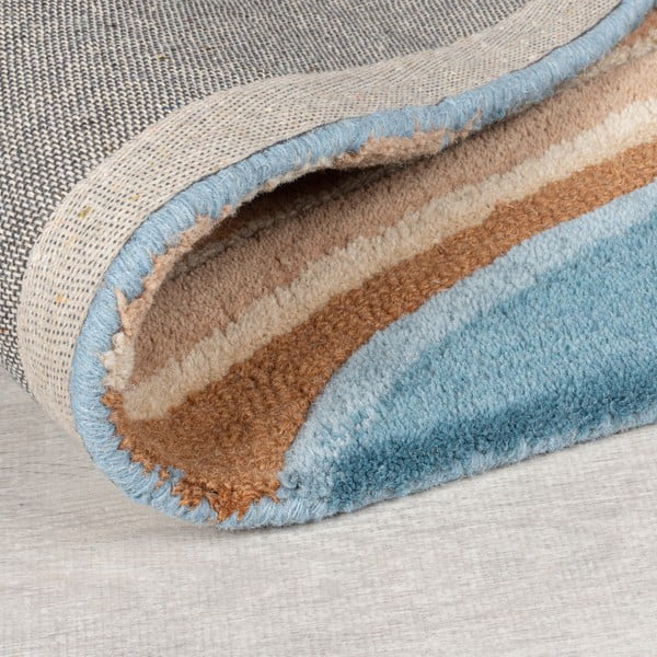 Blauer, handgewebter Läufer aus Wolle, 60 × 230 cm Abstract Flow - Flair Rugs-image-3