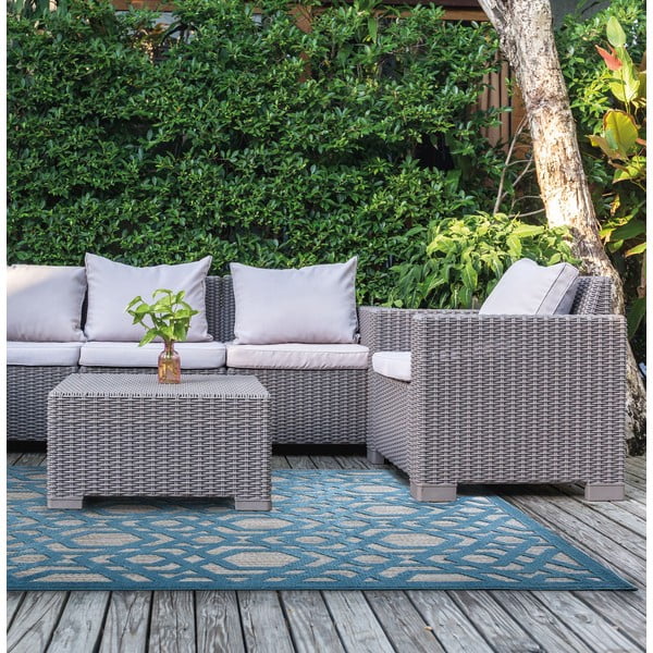 Blauer Teppich für den Außenbereich, 200 × 290 cm Oro - Flair Rugs-image-1