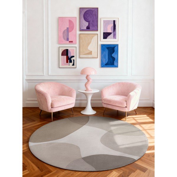 Beiger, handgewebter, runder Wollteppich, Durchmesser 160 cm Hackney Clarissa - Ted Baker-image-1