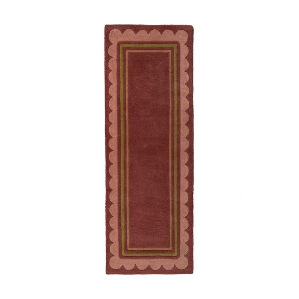 Weinroter, handgewebter Wollläufer, 80 x 230 cm Lois - Flair Rugs