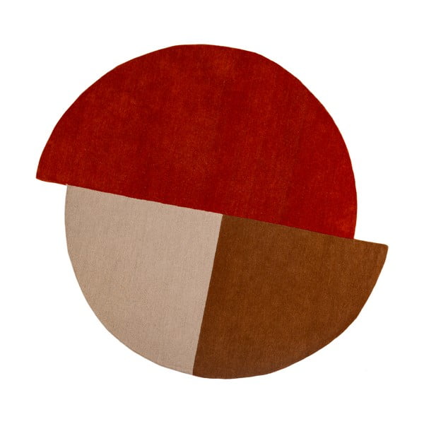 Handgewebter runder Wollteppich in Ziegelrot, Ø 150 cm Mia Segment - Flair Rugs