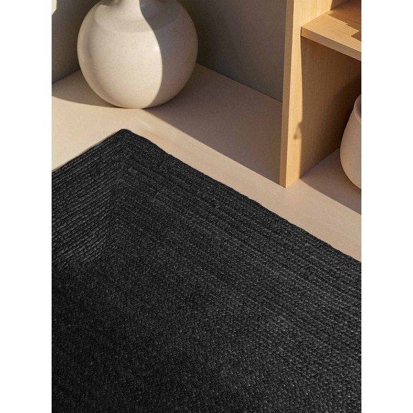 Schwarzer, beidseitig nutzbarer/handgewebter Jute-Teppich, 200 × 300 cm Juno - Hanse Home-image-2