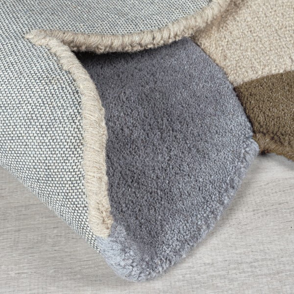 Grau-beiger, handgewebter Wollteppich, 200 × 290 cm Mia Scallop Frame - Flair Rugs-image-3