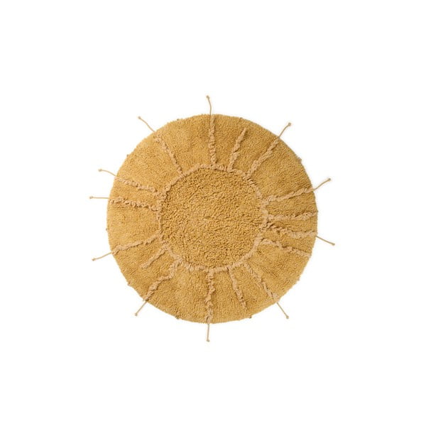 Waschbarer, handgewebter runder Baumwollteppich in Senffarbe, Ø 100 cm Solar Multishape - Lorena Canals