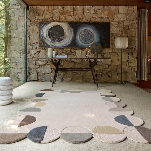 Grau-beiger, handgewebter Wollteppich, 200 × 290 cm Mia Scallop Frame - Flair Rugs-image-1