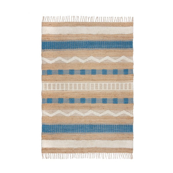 Blauer/naturfarbener, handgewebter Teppich mit Jute-Anteil, 160 × 230 cm Medina Jute - Flair Rugs