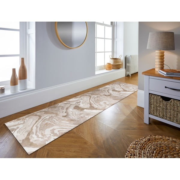 Beigefarbener Läufer 60 × 230 cm Marbled - Flair Rugs-image-1