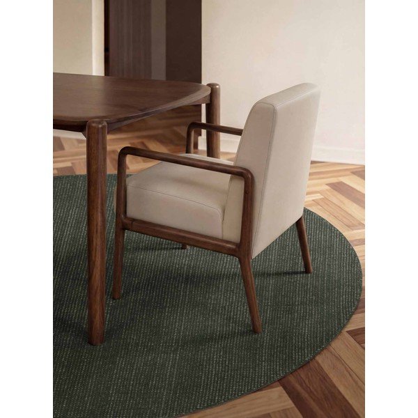 Dunkelgrüner, handgewebter, runder Wollteppich, Ø 160 cm Greenwich - Ted Baker-image-1