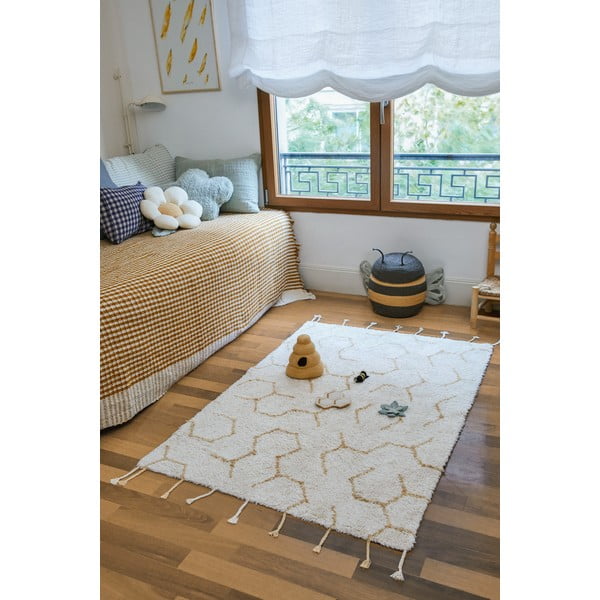 Cremefarbener Spielteppich aus Baumwolle für Kinder, 90 x 130 cm Pollination - Lorena Canals-image-1