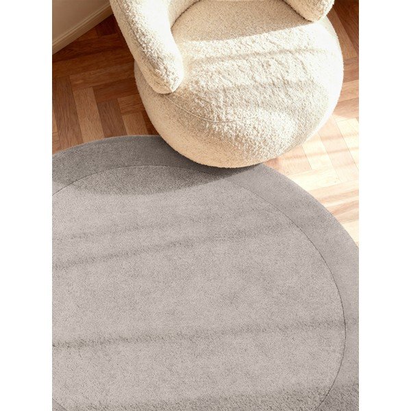 Grauer, handgewebter, runder Teppich mit Wollanteil, Ø 200 cm Kivi - Villeroy&Boch-image-2