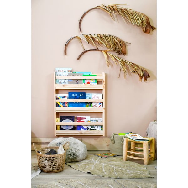 Khaki, waschbar, handgewebter Baumwollteppich für Kinder, 75 × 100 cm Mini Monstera Olive - Lorena Canals-image-3