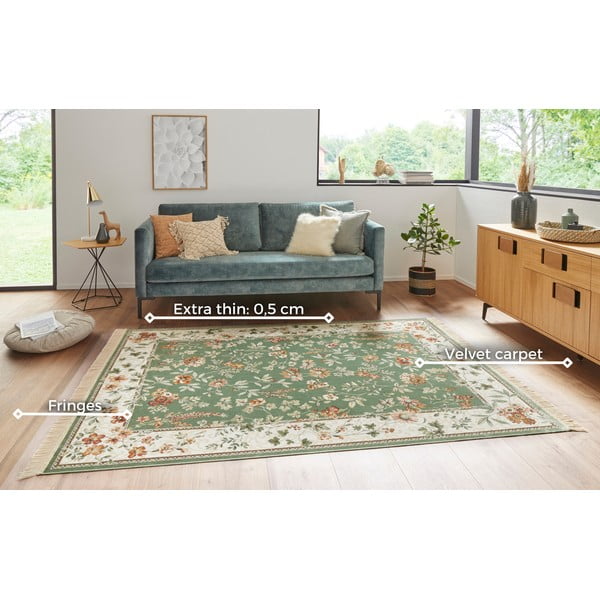 Grün-cremefarbener Viskose-Teppich, 195 × 300 cm Oriental - Hanse Home-image-3