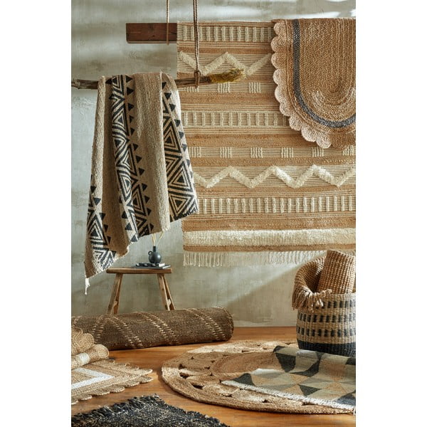 Beige/naturfarben, handgewebter runder Jute-Teppich, Ø 150 cm Arya - Flair Rugs-image-2