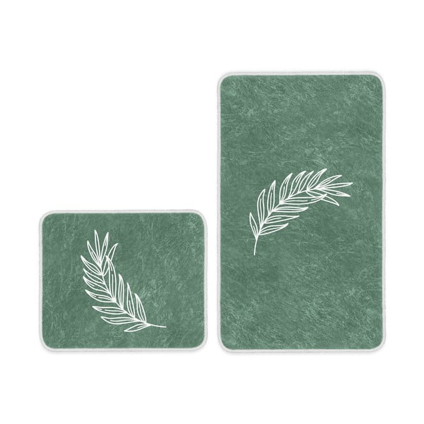 Grüne Badezimmerteppiche im 2er-Set, 60 x 100 cm Simple Leaf - Mila Home