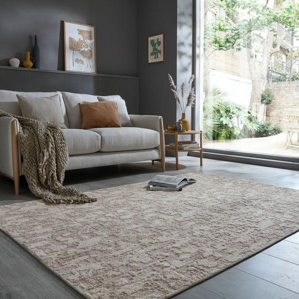 Grau-beiger, waschbarer Teppich, 155 × 230 cm Connely - Flair Rugs-image-1