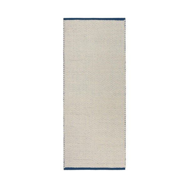 Blau/beige, handgewebter Wollläufer, 80 x 170 cm Lenu - noo.ma