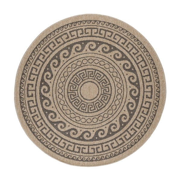 Schwarz-beiger runder Outdoor-Teppich, Ø 120 cm Comilla - Ayyildiz Carpets
