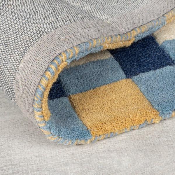 Blauer, handgewebter Wollteppich, 200 × 290 cm Kai Wool Border - Flair Rugs-image-4