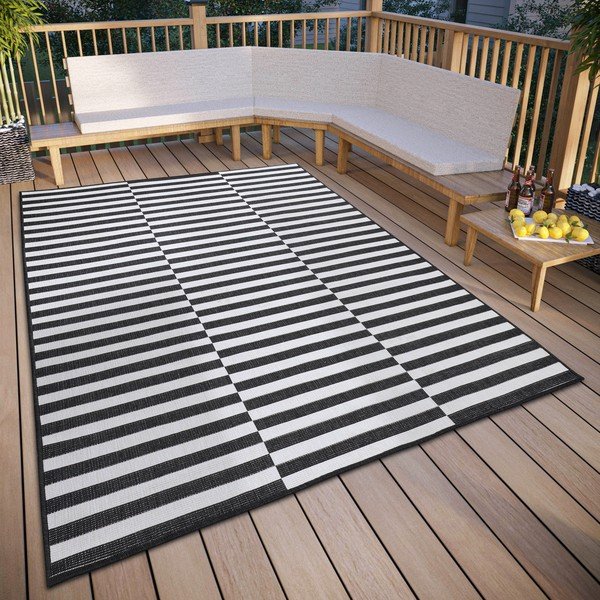Schwarzweißer Teppich für Innen- und Außenbereiche 80x150 cm Viela – Hanse Home-image-1