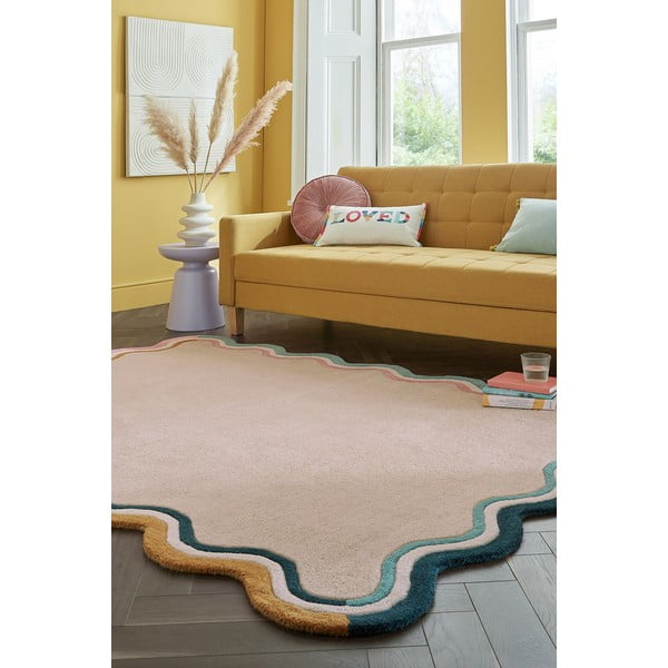 Cremefarbener, handgewebter Wollteppich, 200 × 290 cm Leo Scallop - Flair Rugs-image-1