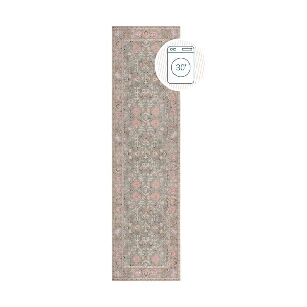 Hellgrüner, waschbarer Läufer, 60 x 230 cm Una Floral - Flair Rugs