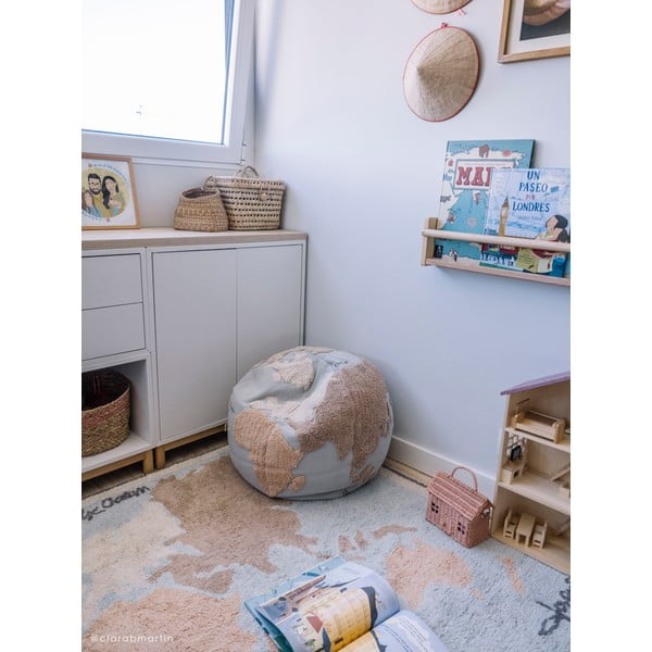 Waschbarer, handgewebter Baumwoll-Kinderteppich, 140 x 200 cm Vintage Map - Lorena Canals-image-1