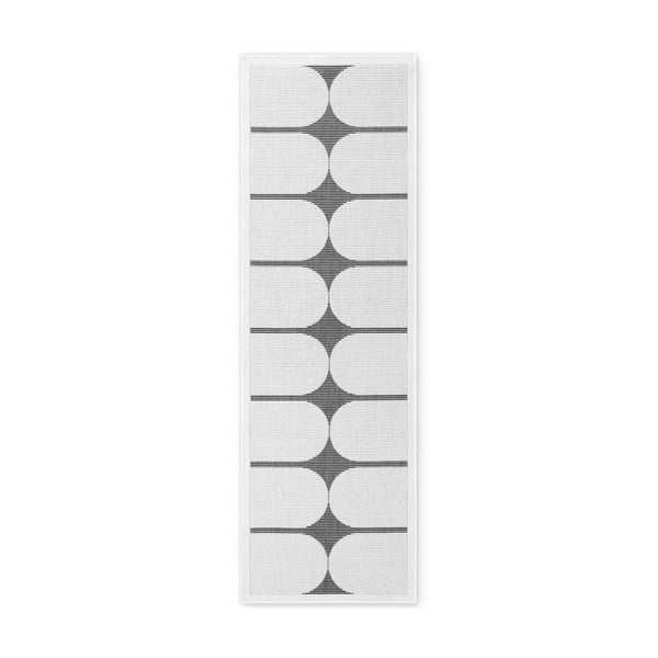 Schwarz-weiße Laufmatte für drinnen und draußen, 80 × 250 cm Duet Bowen - Hanse Home