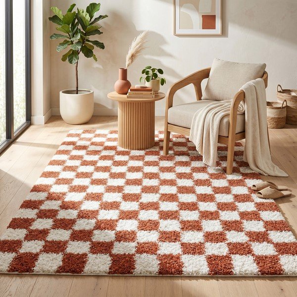 Cremefarbener/terrakottafarbener Teppich, 80 × 150 cm Grida - ESTE-image-1