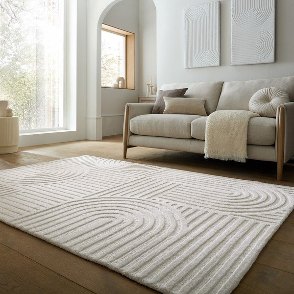 Handgewebter Wollteppich in Elfenbeinfarbe, 200 x 290 cm Zen Garden - Flair Rugs-image-1