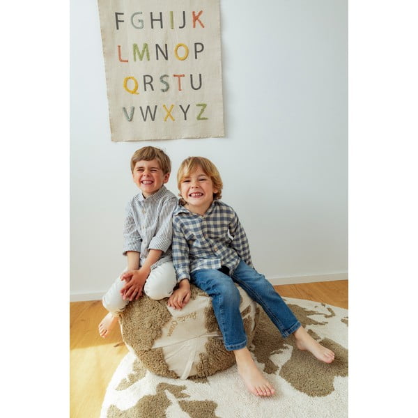 Grün/cremefarben, waschbar, handgewebter Baumwollteppich für Kinder, Ø 120 cm World Map - Lorena Canals-image-4