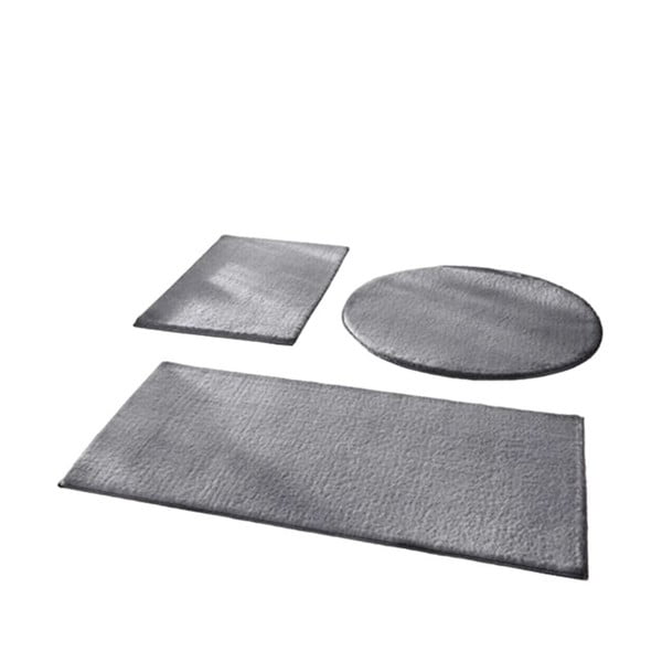 Graue Badezimmerteppiche im 3er-Set, 50 × 90 cm - Mila Home