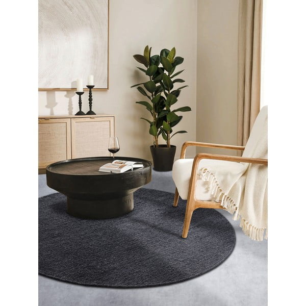 Dunkelgrauer, handgewebter runder Wollteppich, Ø 160 cm Francois - Villeroy&Boch-image-1