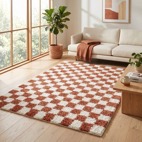 Cremefarbener/terrakottafarbener Teppich, 80 × 150 cm Grida - ESTE-image-2