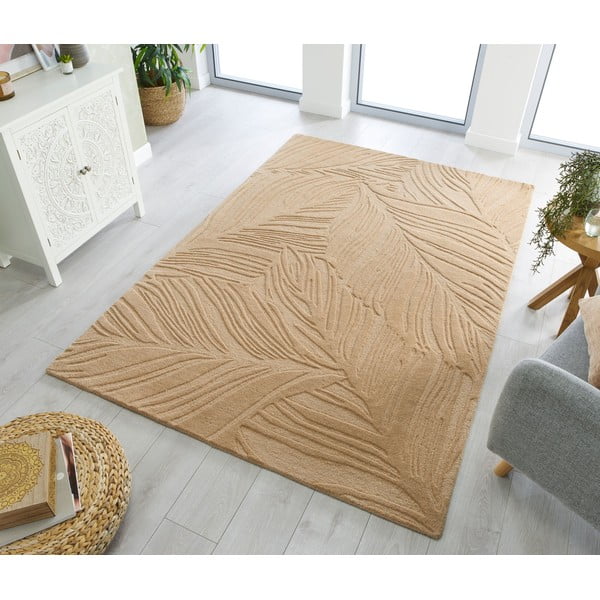 Hellbrauner Wollteppich, 160 × 230 cm Lino Leaf - Flair Rugs-image-1